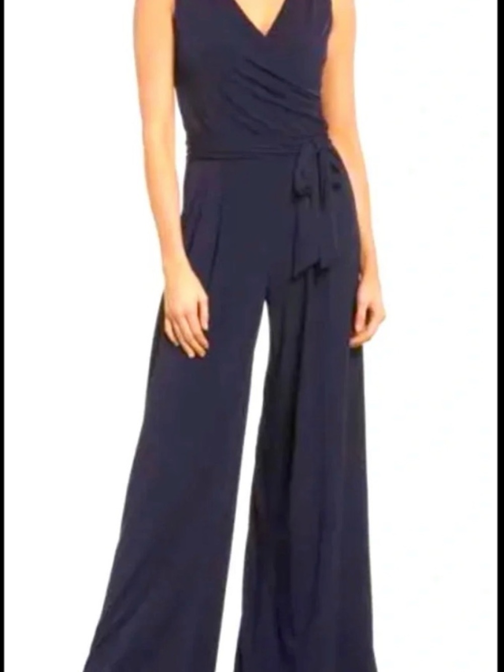 Emma & Michele Black Sleeveless Wrap Midi Dress
